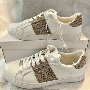 Brand New Calvin Klein White and Gold Patterned Sneakers, 8M